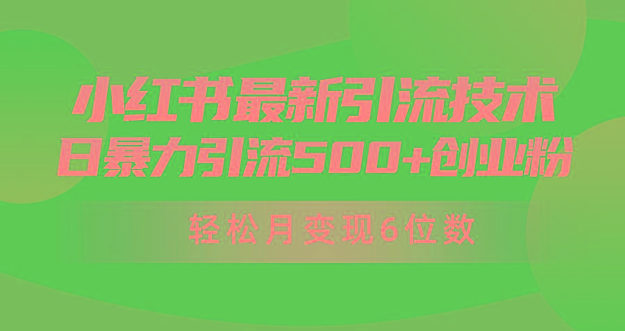 (9871期)日引500+月变现六位数24年最新小红书暴力引流兼职粉教程-闲赋网