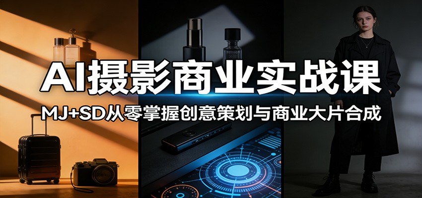 AI摄影商业实战课：MJ+SD从零掌握创意策划与商业大片合成-闲赋网