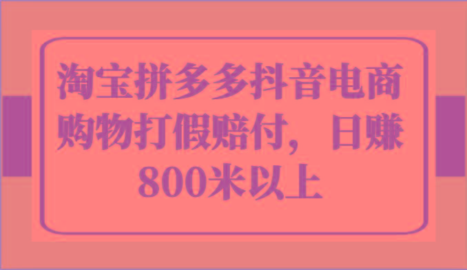 淘宝拼多多抖音电商购物打假赔付，日赚800米以上-闲赋网
