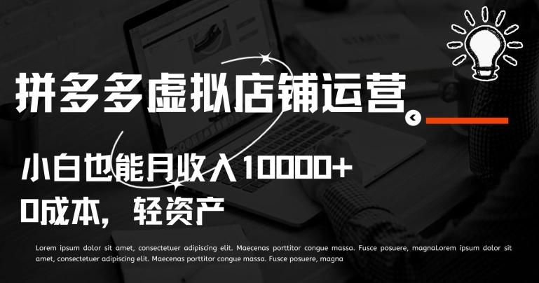 拼多多虚拟店铺运营小白也能月收入10000+【揭秘】-闲赋网