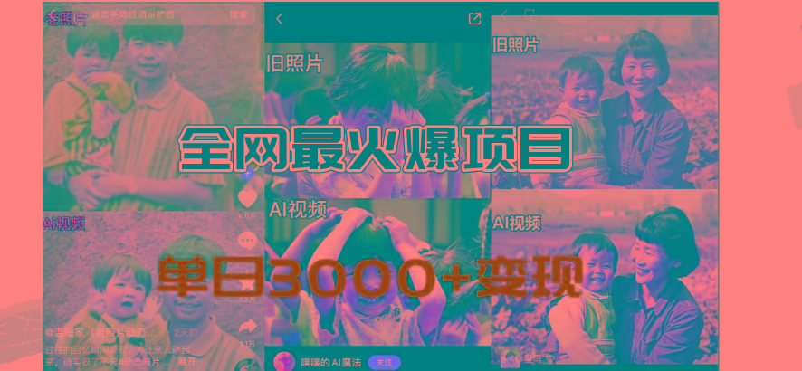 38691599ee9bcaf6344c51f969951793.jpeg 全网爆火的AI让老照片动起来教程,蹭热点日赚3000+,内含免费工具一键…