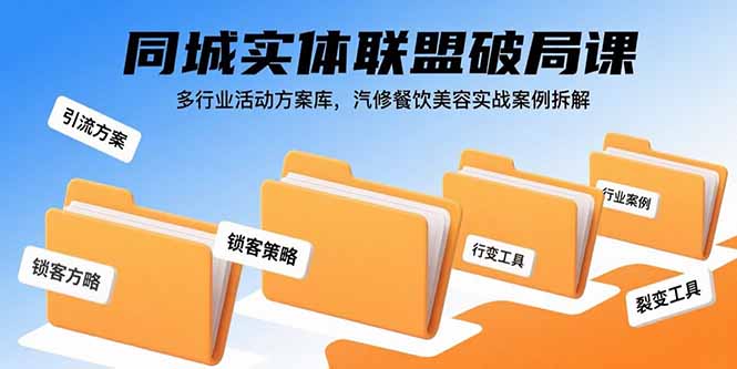 同城实体联盟破局课，多行业活动方案库，汽修餐饮美容实战案例拆解-闲赋网