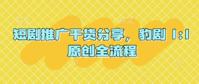 短剧推广干货分享，豹剧 1:1原创全流程-闲赋网