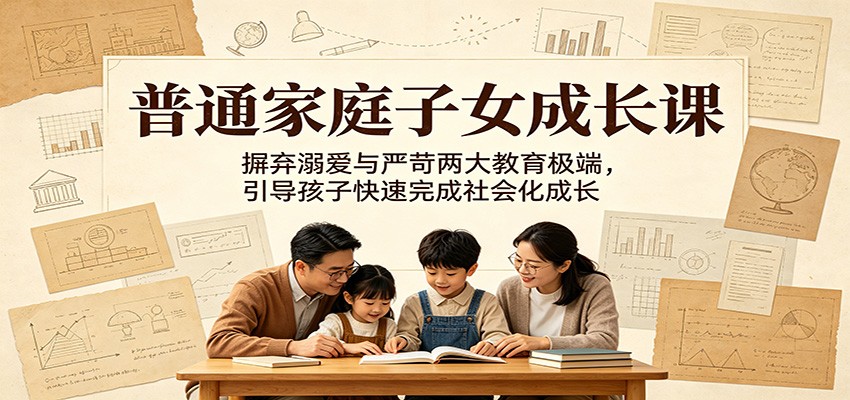 普通家庭子女成长课：摒弃溺爱与严苛两大教育极端，引导孩子快速完成社会化成长-闲赋网