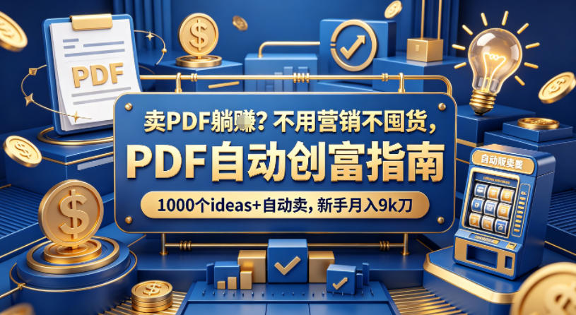 卖PDF躺賺？不用营销不囤货，PDF自动创富指南，1000个ideas+自动卖，新手月入9k刀【原创双语字幕】-闲赋网