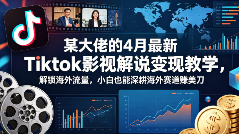 某大佬的4月最新Tiktok影视解说变现教学，解锁海外流量，小白也能深耕海外赛道賺美刀-闲赋网