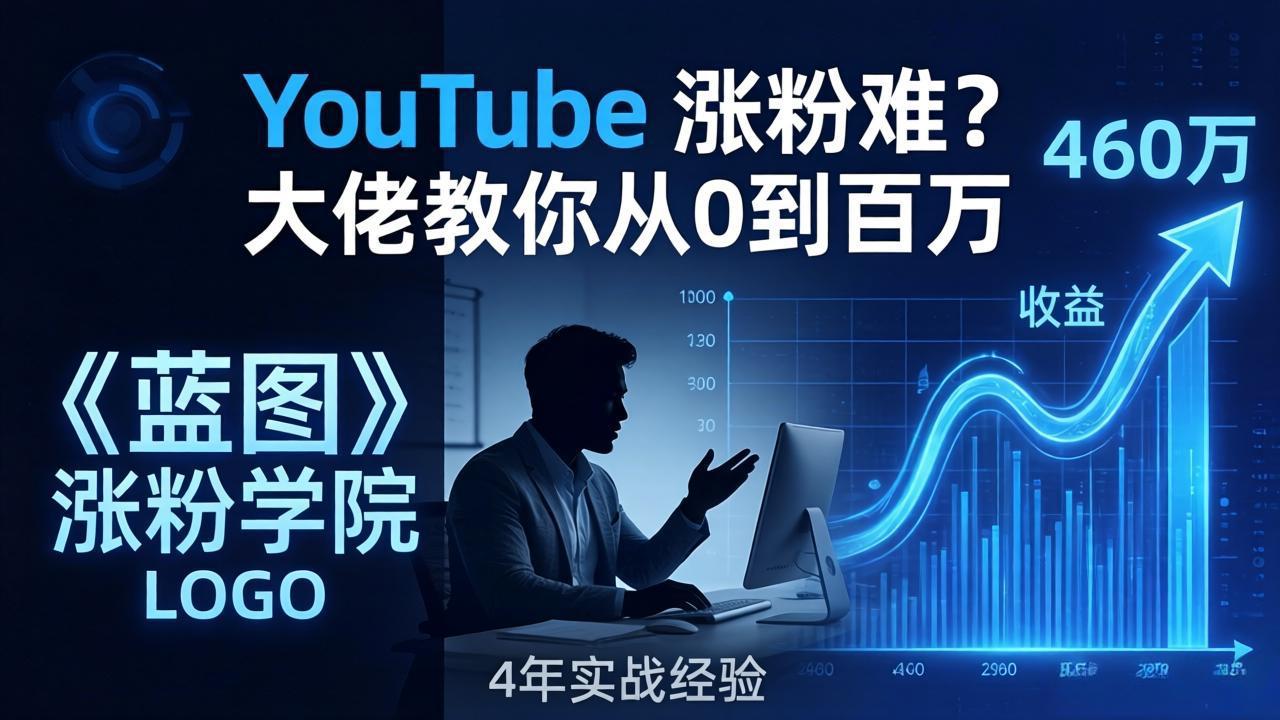3c287a3fd30f844d5aa99a5f08f22f0d.jpeg YouTube 涨粉难?《蓝图涨粉学院》:4 年赚 460 万的大佬教策略,从0到百万有路径!