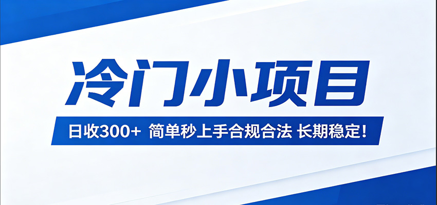 冷门小项目，日收300＋，简单秒上手合规合法，长期稳定！-闲赋网