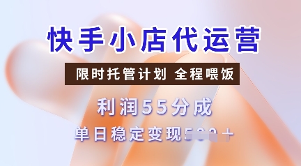 快手小店代运营，限时托管计划，收益55分，单日稳定变现多张【揭秘】-闲赋网