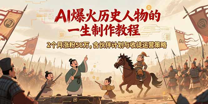 AI历史人物赛道课程，2个月涨粉56万，含伙伴计划与收徒运营策略-闲赋网