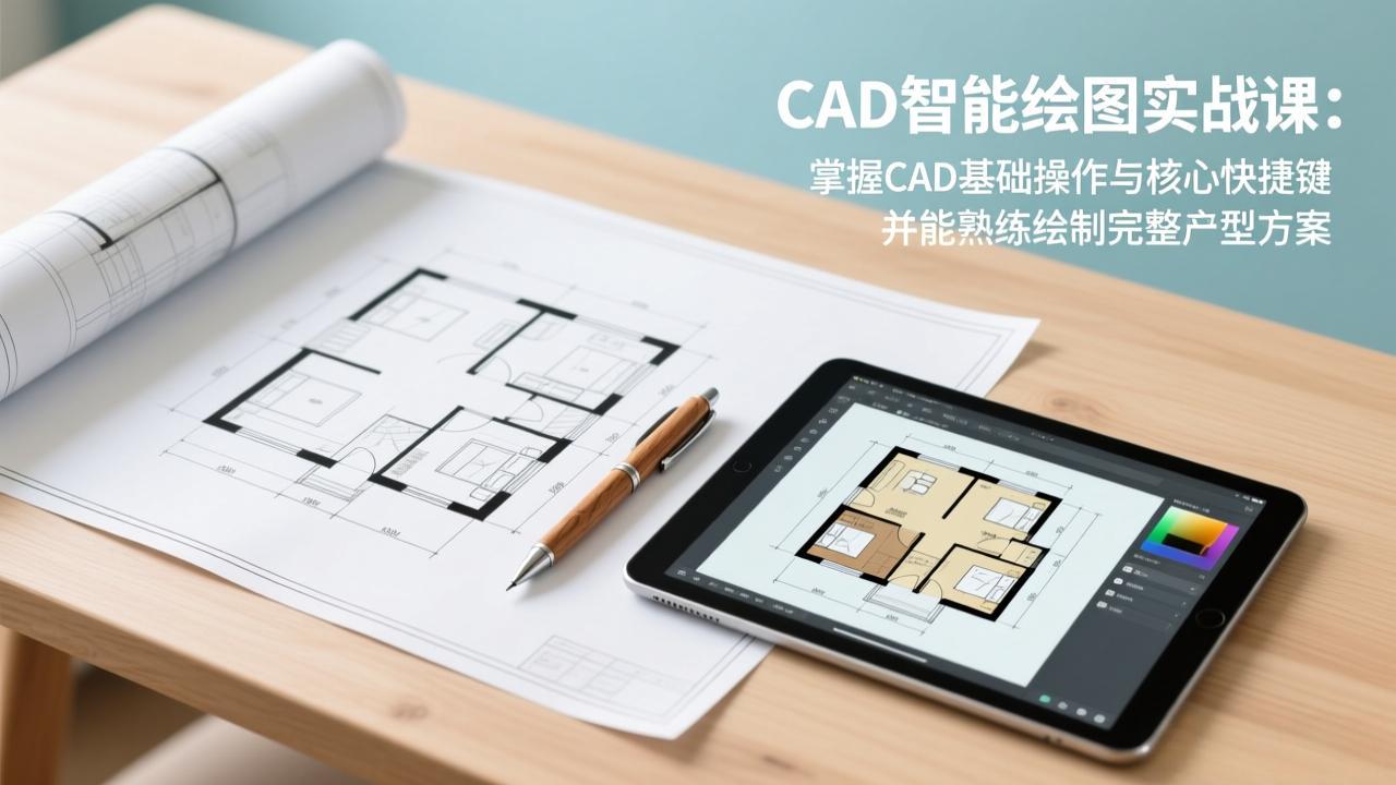 CAD智能绘图实战课：掌握CAD基础操作与核心快捷键，并能熟练绘制完整户型方案-闲赋网
