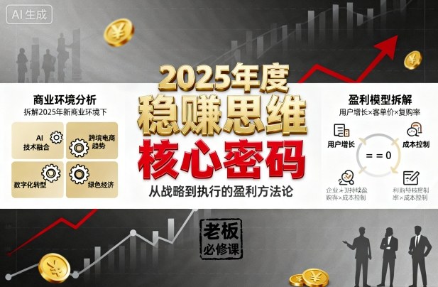 2025年度稳賺思维老板创业营，拆解2025年新商业环境下，企业实现持续盈利的核心密码-闲赋网