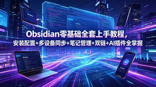 Obsidian零基础全套上手教程，安装配置+多设备同步+笔记管理+双链+AI插件全掌握-闲赋网