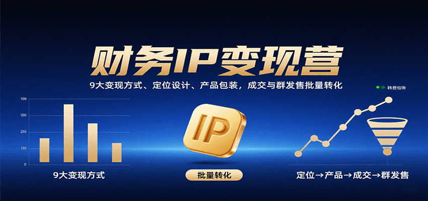 财务IP变现营：9大变现方式、定位设计、产品包装，成交与群发售批量转化-闲赋网