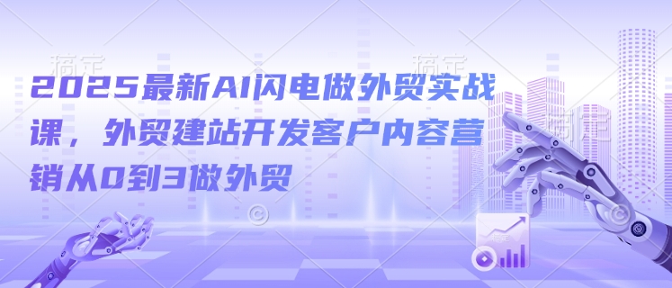 2025最新AI闪电做外贸实战课，外贸建站开发客户内容营销从0到3做外贸-闲赋网