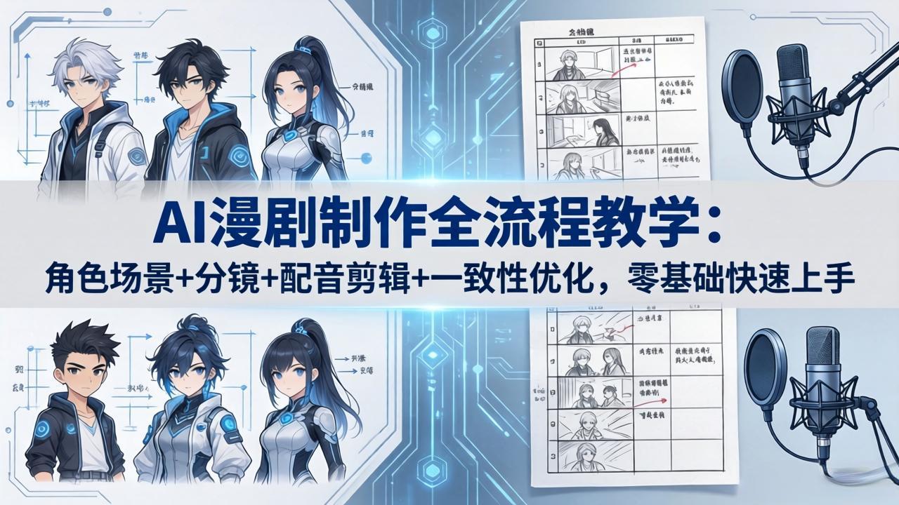 AI漫剧制作全流程教学：角色场景+分镜+配音剪辑+一致性优化，零基础快速上手-闲赋网