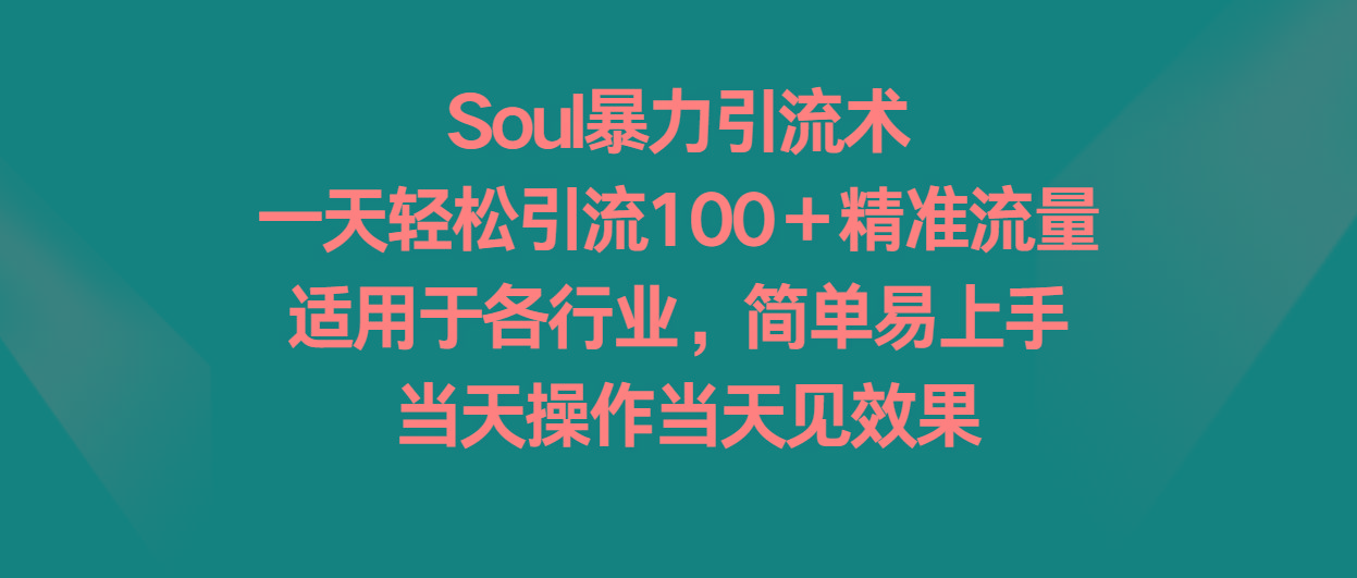Soul暴力引流术，一天轻松引流100＋精准流量，适用于各行业，简单易上手！-闲赋网