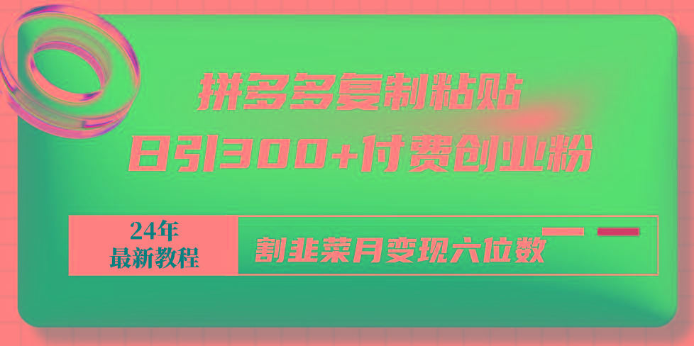 拼多多复制粘贴日引300+付费创业粉，割韭菜月变现六位数最新教程！-闲赋网