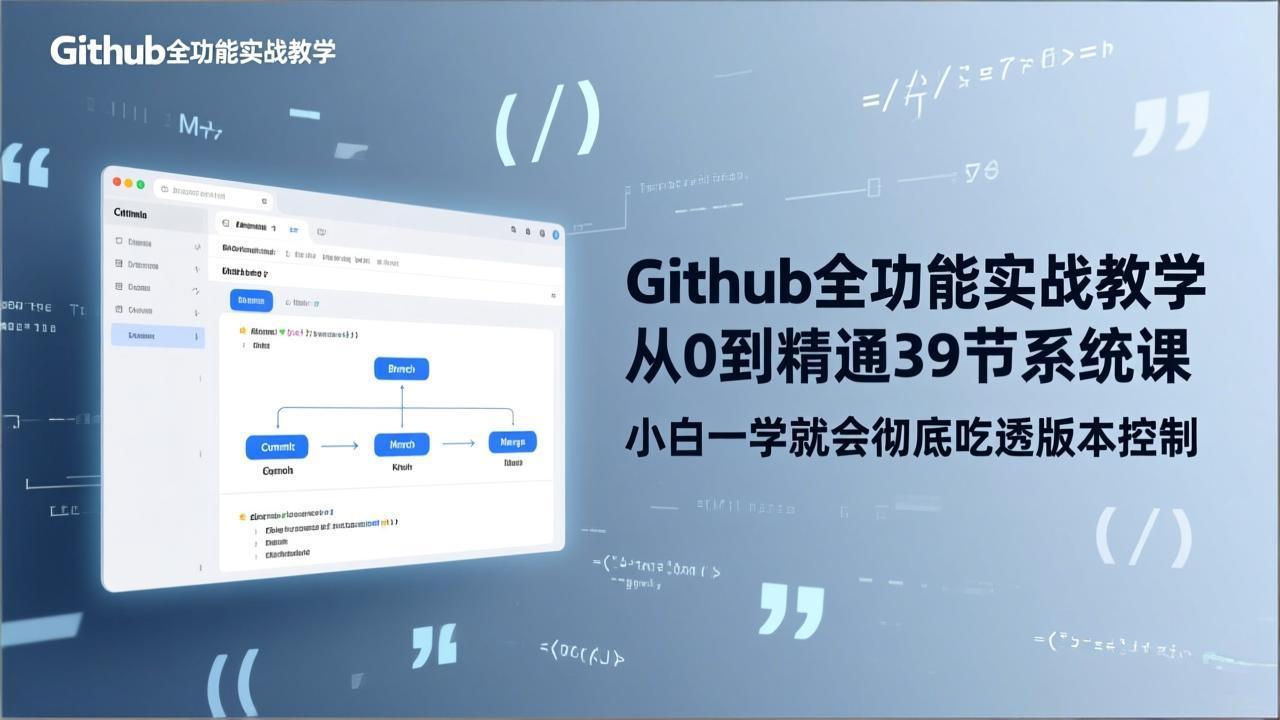 GitHub-全功能实战教学，从0到精通39节系统课，小白一学就会彻底吃透版本控制-闲赋网