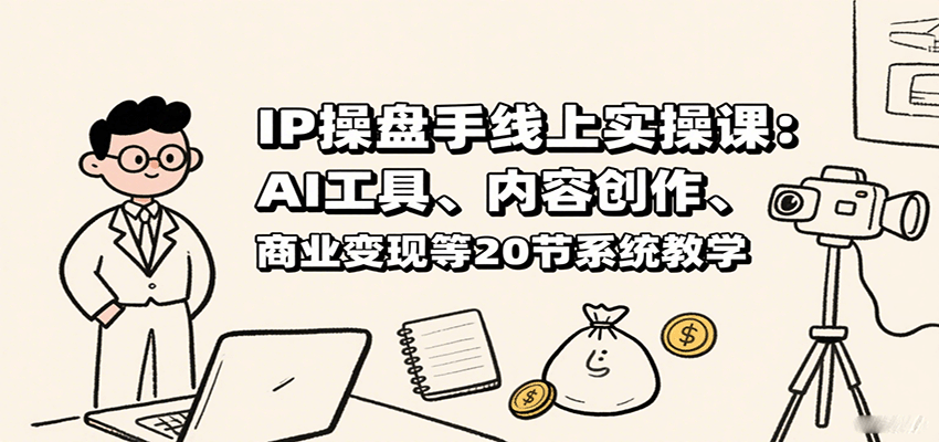 IP操盘手线上实操课：AI工具、内容创作、商业变现等20节系统教学-闲赋网