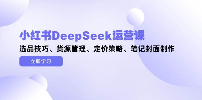 小红书DeepSeek运营课，选品技巧、货源管理、定价策略、笔记封面制作-闲赋网