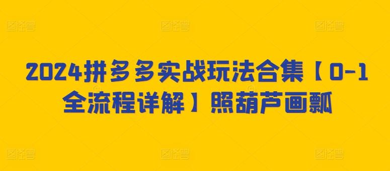 2024拼多多实战玩法合集【0-1全流程详解】照葫芦画瓢-闲赋网