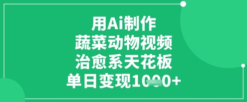 用Ai制作蔬菜动物视频，治愈系天花板，单日变现1k-闲赋网