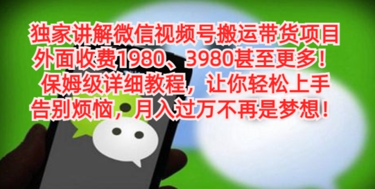 独家讲解微信视频号搬运带货项目，保姆级详细教程-闲赋网