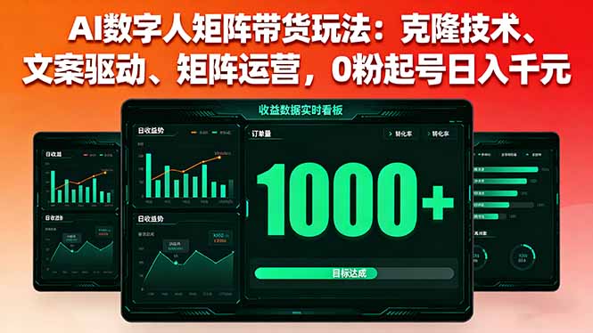 AI数字人矩阵带货玩法：克隆技术、文案驱动、矩阵运营，0粉起号日入千元-闲赋网