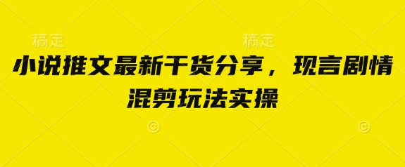小说推文最新干货分享，现言剧情混剪玩法实操-闲赋网
