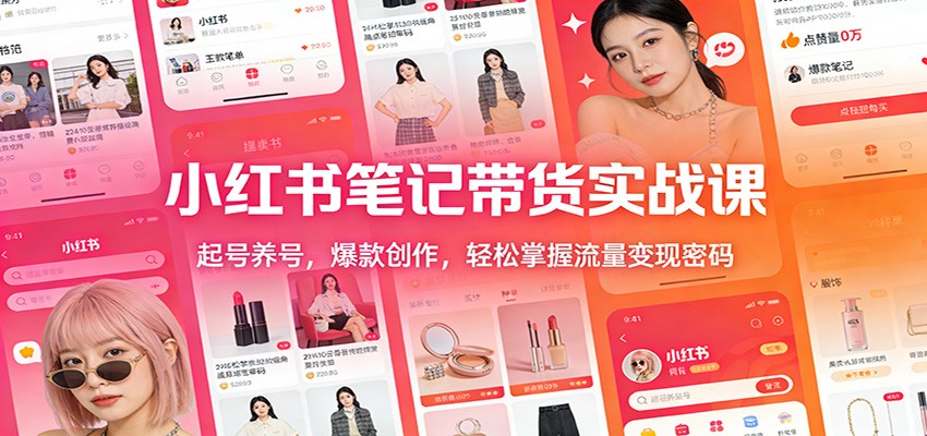小红书笔记带货实战课：起号养号，爆款创作，轻松掌握流量变现密码-闲赋网
