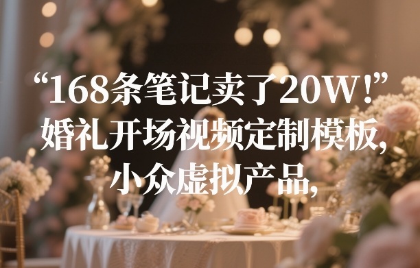 168条笔记卖了20W！婚礼开场视频定制模板，小众虚拟产品-闲赋网