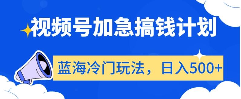 视频号加急搞钱计划，蓝海冷门玩法，日入500+【揭秘】-闲赋网