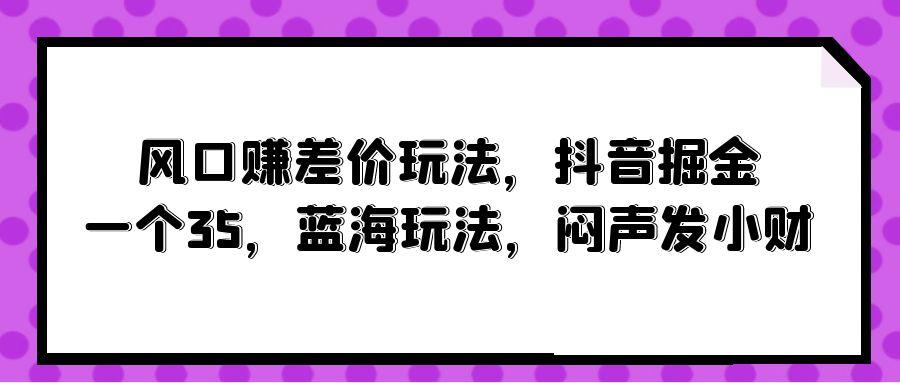 (10022期)风口赚差价玩法，抖音掘金，一个35，蓝海玩法，闷声发小财-闲赋网
