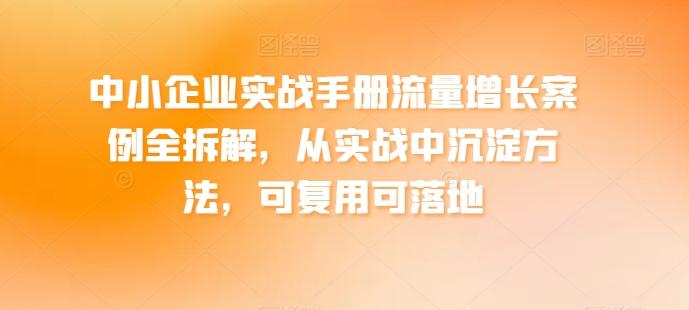 中小企业实战手册流量增长案例全拆解，从实战中沉淀方法，可复用可落地-闲赋网