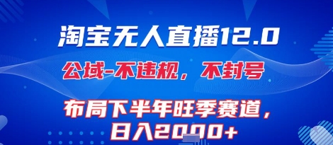 淘宝无人直播12.0，不封号，不违规，布局下半年旺季赛道，日入1k+(独家技术)【揭秘】-闲赋网