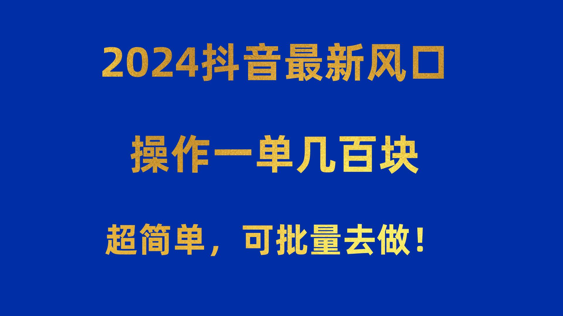 2024抖音最新风口！操作一单几百块！超简单，可批量去做！！！-闲赋网