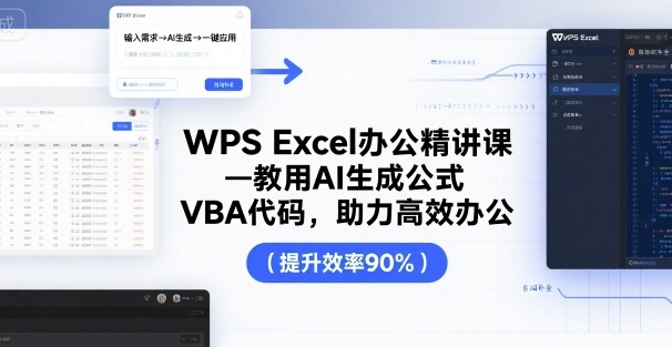 432ab2723607fd60f69d0e7e00e4a310.jpeg WPS Excel办公精讲课,教用 AI 生成公式,VBA 代码,助力高效办公