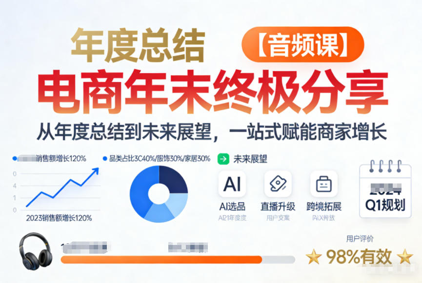 电商年未终极分享，从年度总结到未来展望，一站式赋能商家增长【音频课】-闲赋网