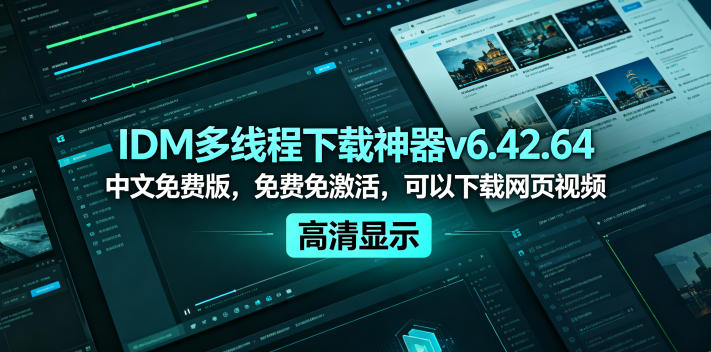 IDM多线程下载神器v6.42.64中文免费版，免费免激活，可以下载网页视频(例如飞书文档内的视频)-闲赋网