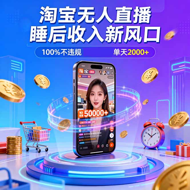 淘宝无人直播，不违规不封号，直播100小时卖了5万，年底旺季！-闲赋网