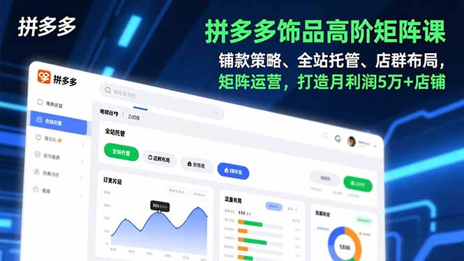 拼多多饰品高阶矩阵课，铺款策略、全站托管、店群布局，矩阵运营，打造月利润5万+店铺-闲赋网