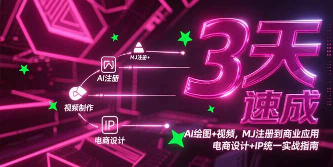 3天速成AI绘图+视频，MJ注册到商业应用，电商设计+IP统一实战指南-闲赋网