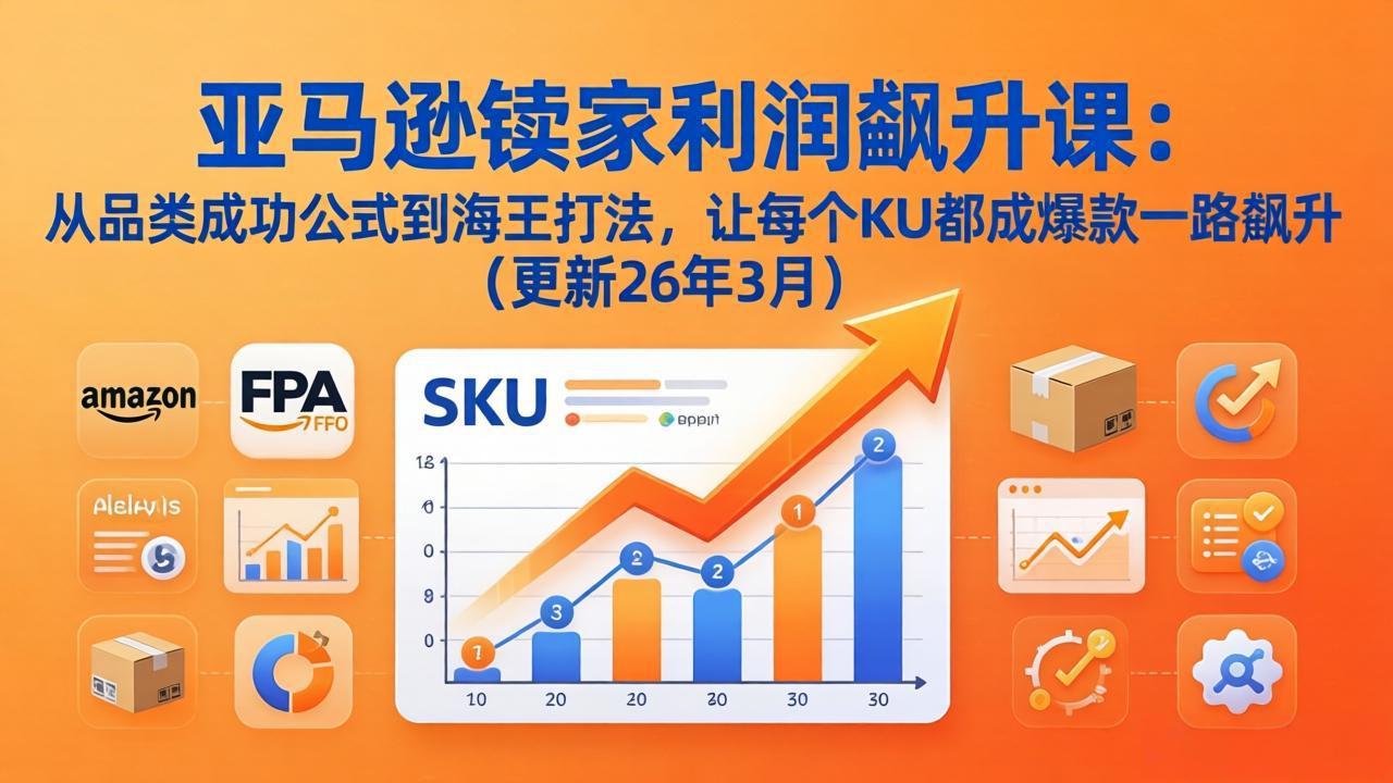 亚马逊卖家利润飙升课：从品类成功公式到海王打法，让每个SKU都成爆款一路飙升(更新26年3月-闲赋网