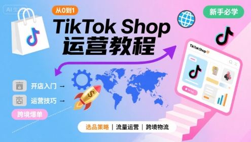 TikTok Shop从0到1运营教程，TikTok跨境电商新手必学课程-闲赋网