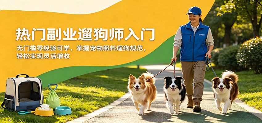热门副业遛狗师入门，无门槛零经验可学，掌握宠物照料遛狗规范，轻松实现灵活增收-闲赋网