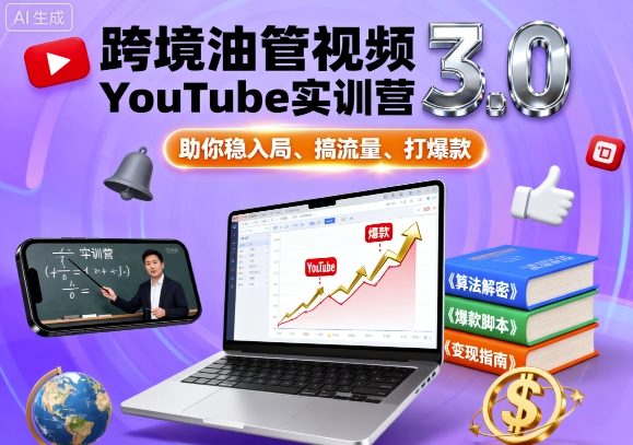 跨境油管视频YouTube实训营3.0，助你稳入局、搞流量、打爆款-闲赋网