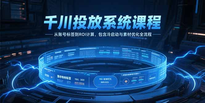 46c54b3afc21e043ab16c0c5742ae2aa.jpeg 千川投放系统课程,从账号标签到ROI计算,包含冷启动与素材优化全流程