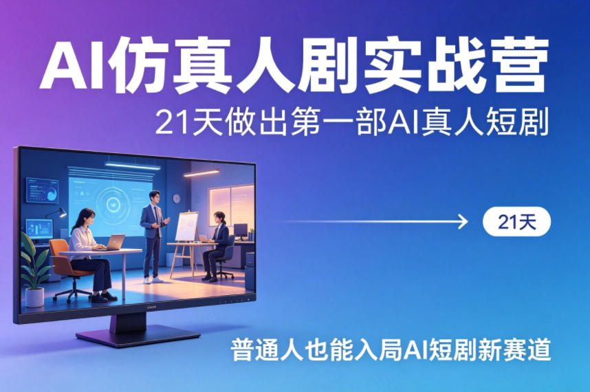 AI仿真人剧实战营，21天做出第一部AI真人短剧，普通人也能入局AI短剧新赛道(更新)-闲赋网
