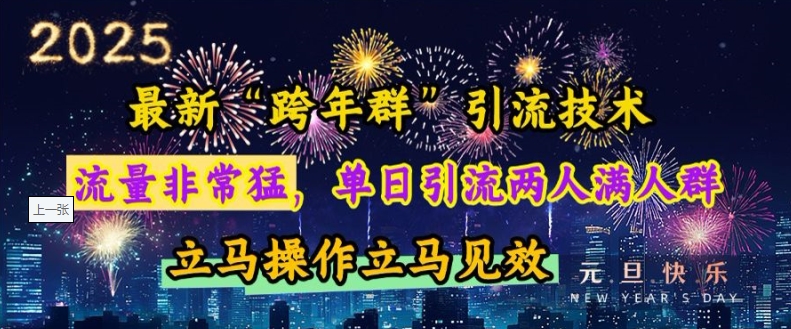最新“跨年群”引流，流量非常猛，单日引流两人满人群，立马操作立马见效【揭秘】-闲赋网